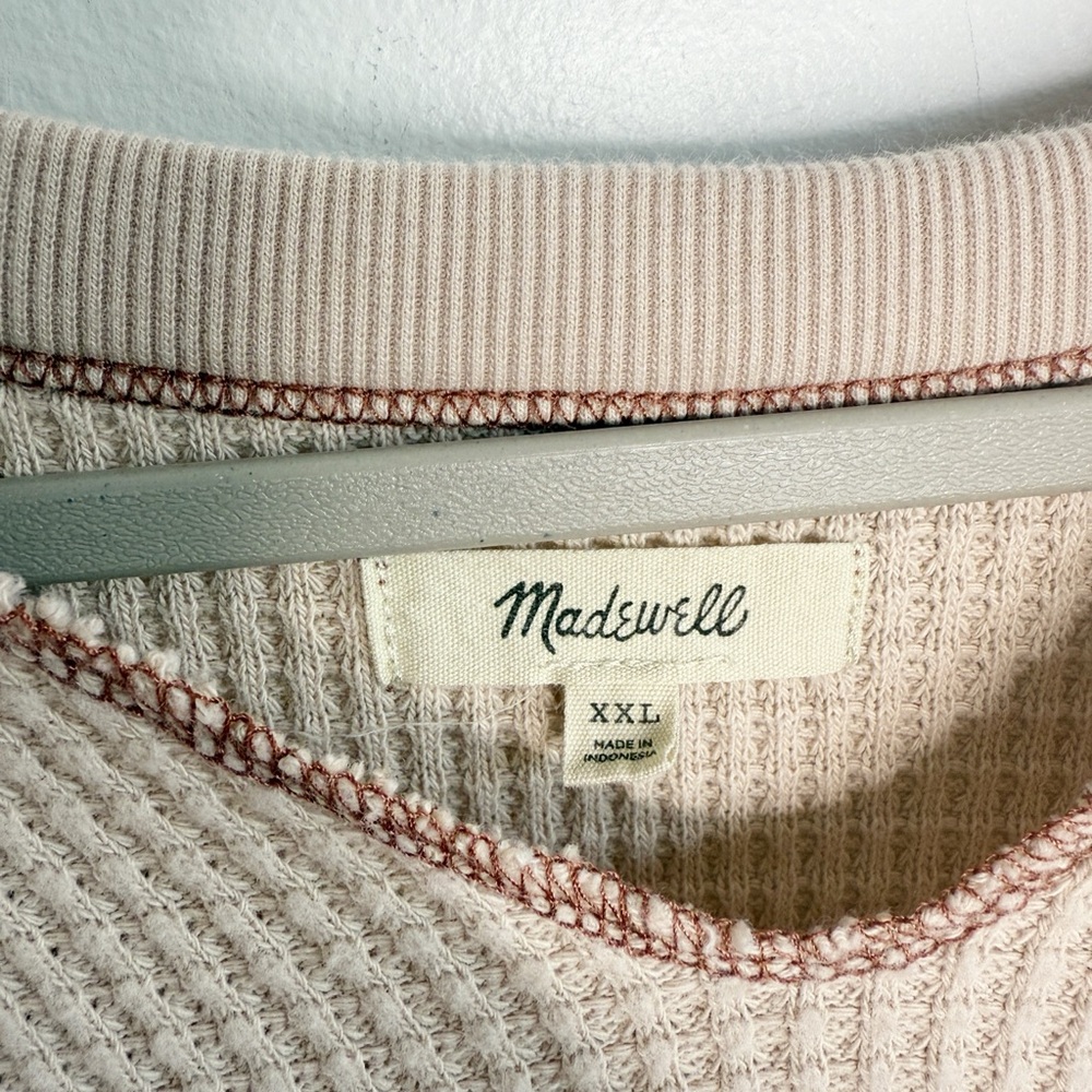 MADEWELL Waffle Split-Neck Crop Tee in Antique Cream Size XXL - Picture 4 of 8